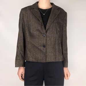 Barney’s New‎ York Wool Silk Tweed Blazer Brown Size 44